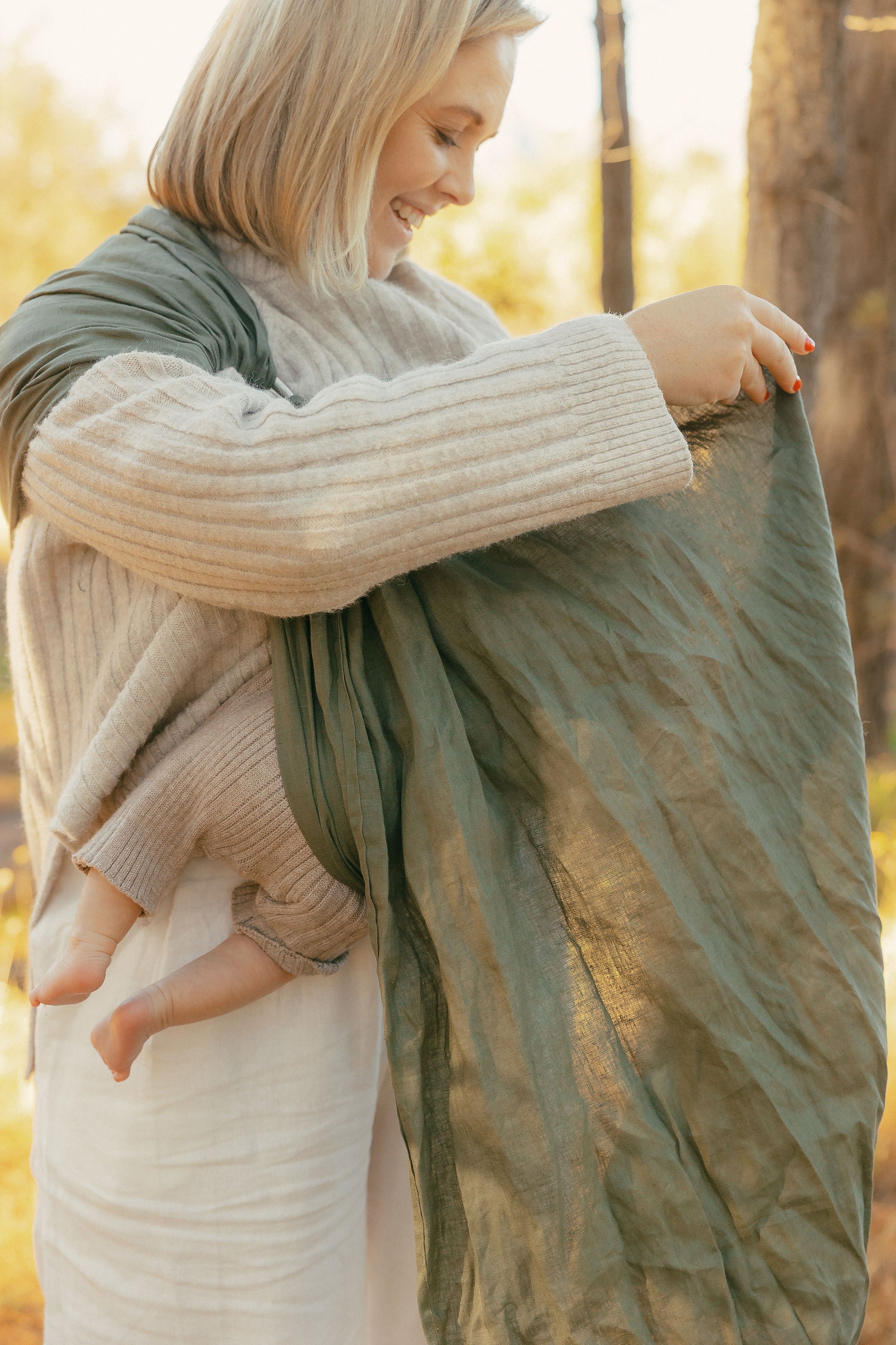 (PRE-ORDER) Evergreen Mercy - 100% pure linen ring sling (with silver rings)