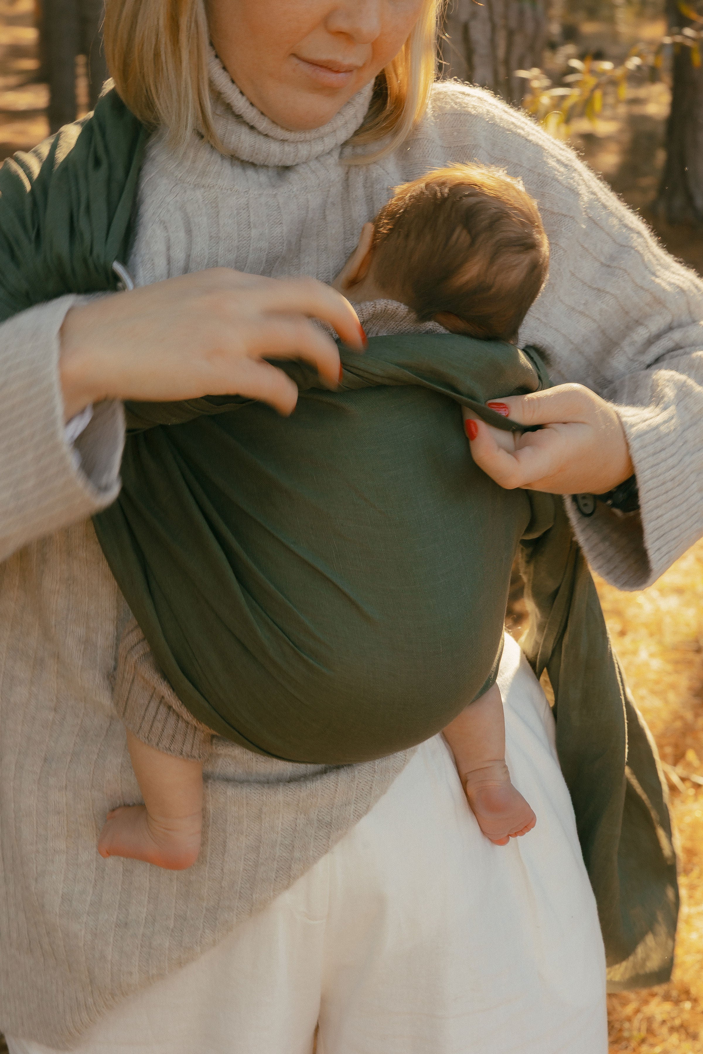 (PRE-ORDER) Evergreen Mercy - 100% pure linen ring sling (with silver rings)