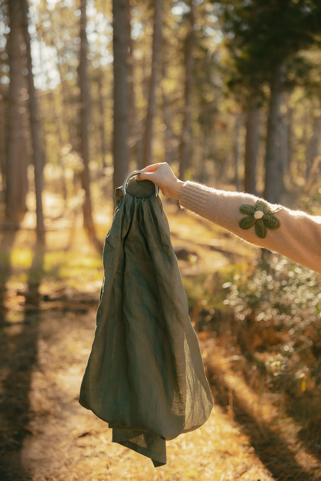(PRE-ORDER) Evergreen Mercy - 100% pure linen ring sling (with silver rings)