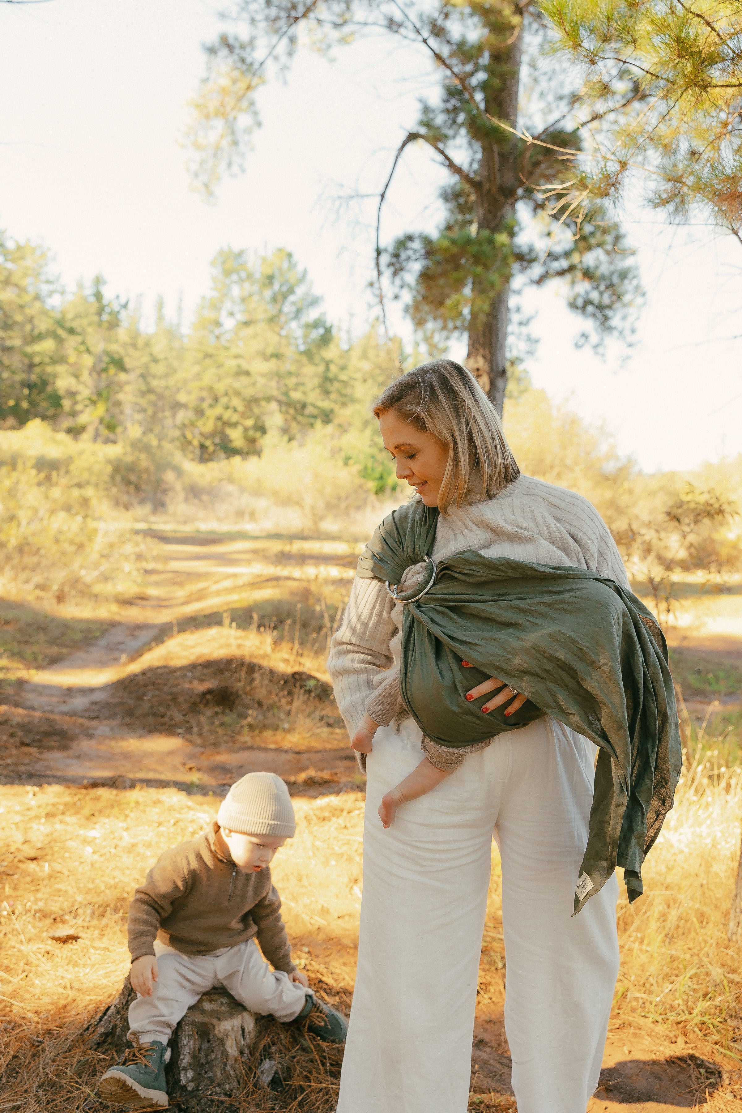 (PRE-ORDER) Evergreen Mercy - 100% pure linen ring sling (with silver rings)