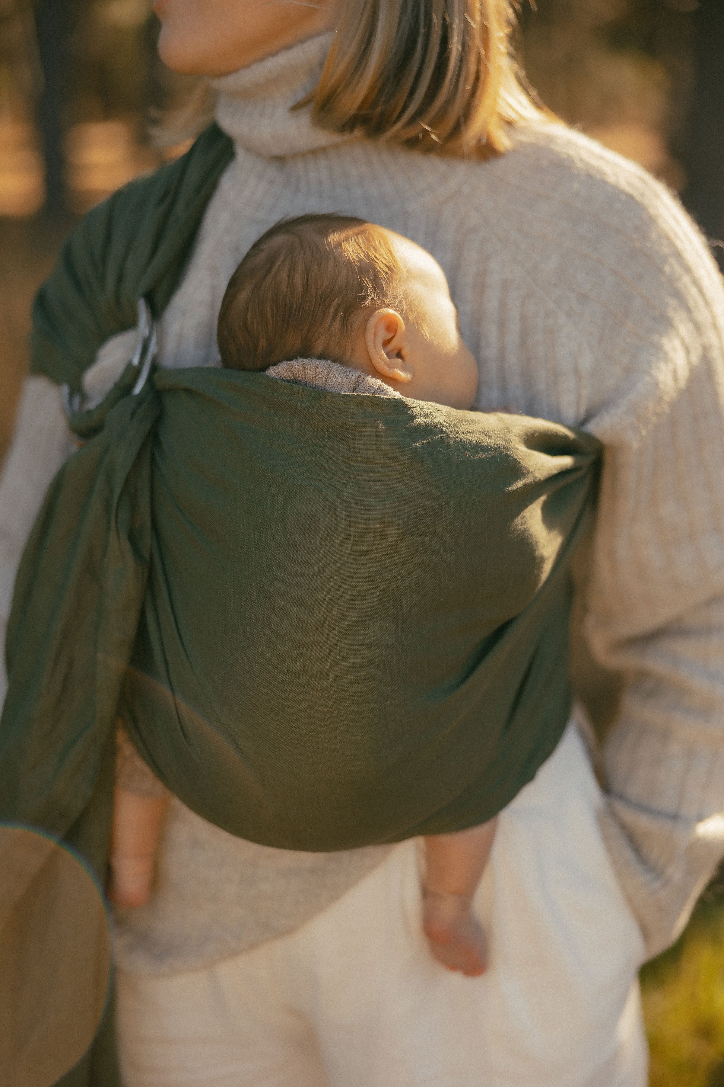 (PRE-ORDER) Evergreen Mercy - 100% pure linen ring sling (with silver rings)