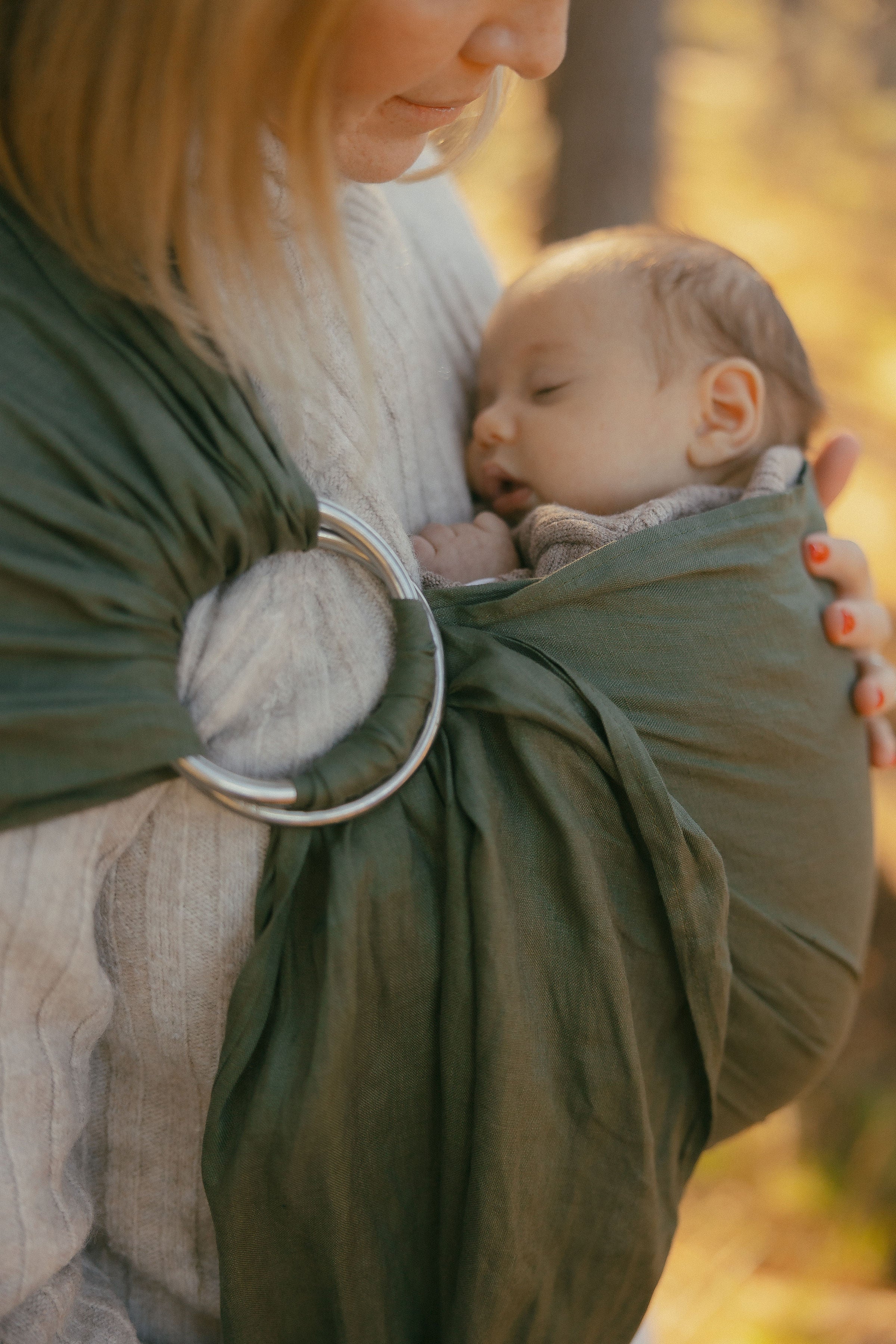 (PRE-ORDER) Evergreen Mercy - 100% pure linen ring sling (with silver rings)