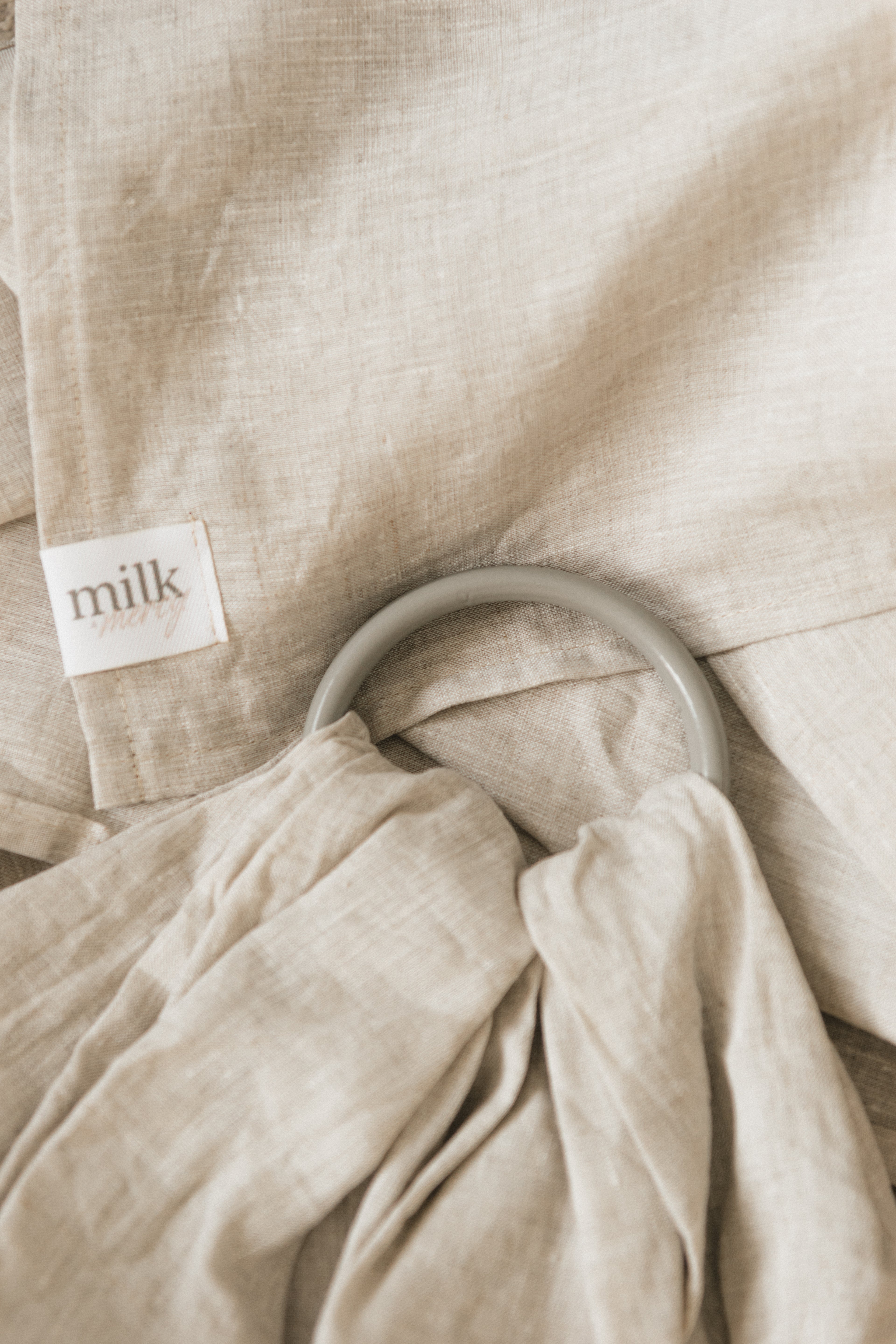 Milky - premium 100% pure linen ring sling (with grey rings)