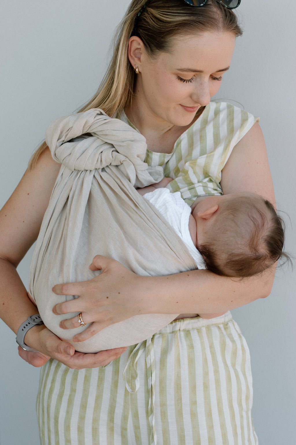 (PRE-ORDER) Original Milk - 100% pure linen ring sling (with grey rings)