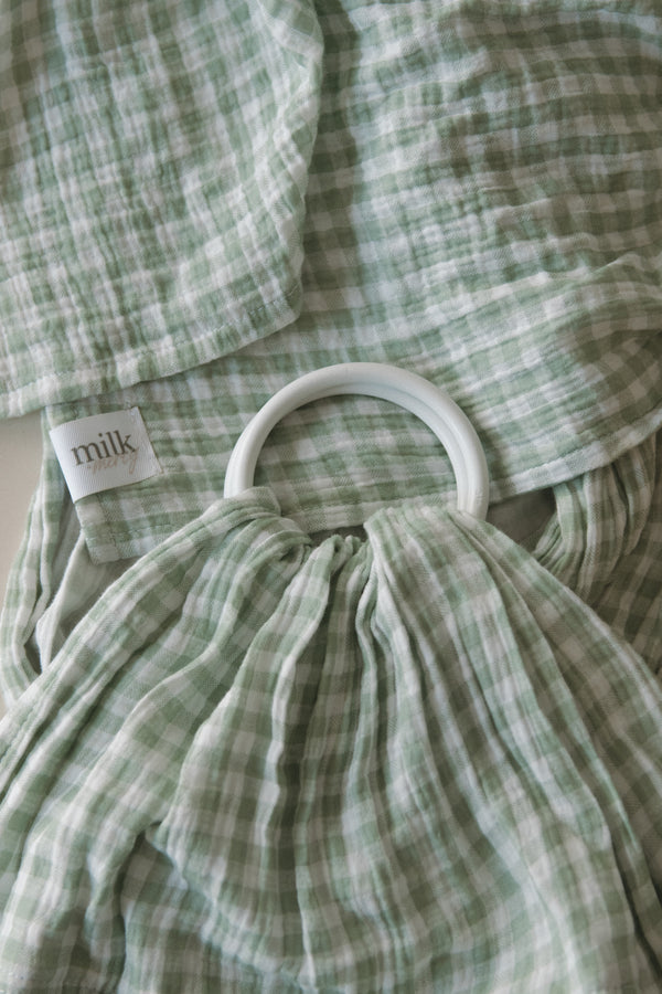 Gingham - 100% cotton ring sling (with white rings)