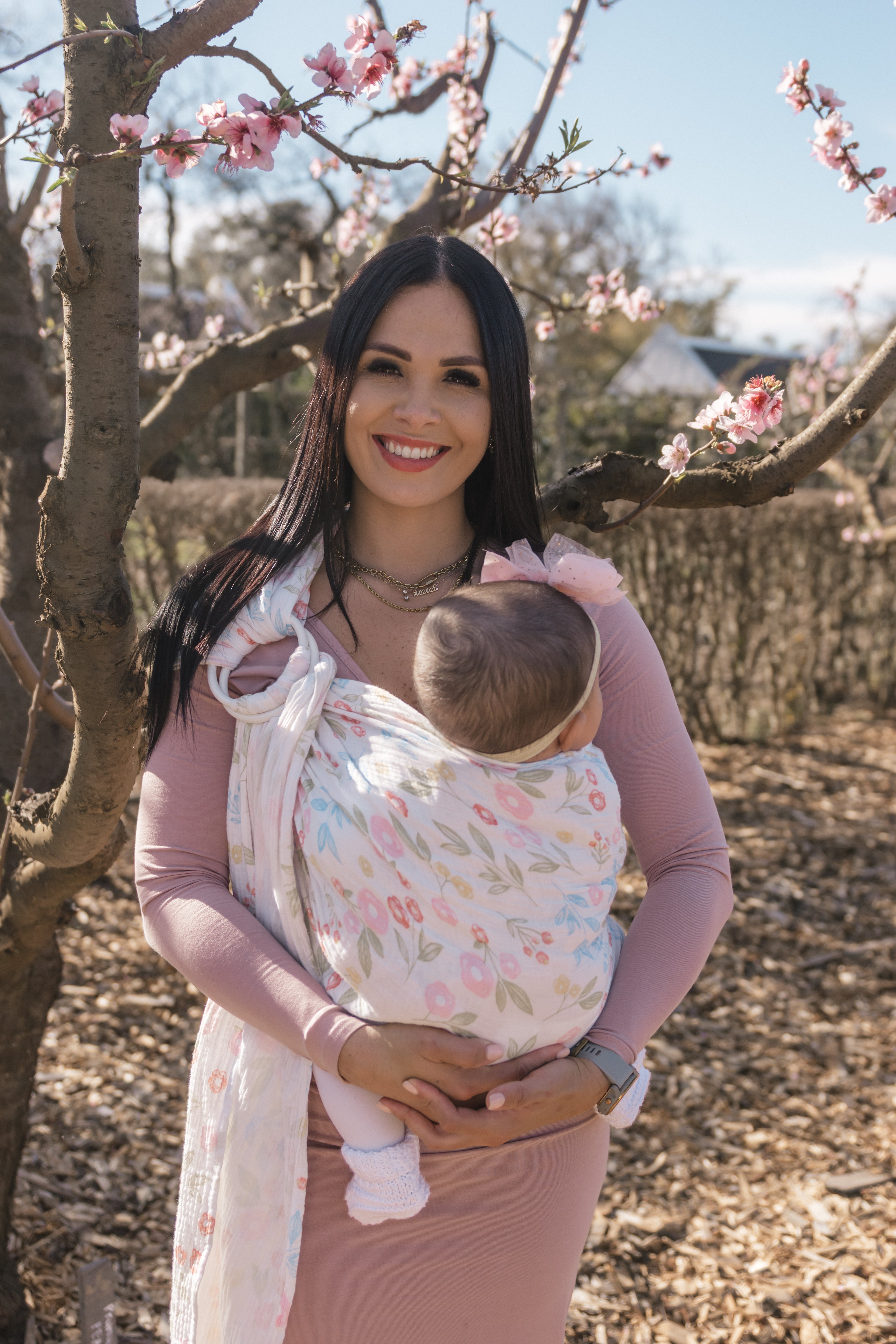 Blossom - 100% cotton ring sling (with white rings)