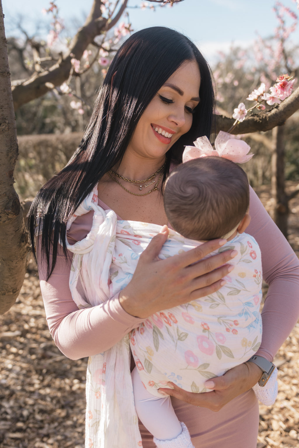 Blossom - 100% cotton ring sling (with white rings)