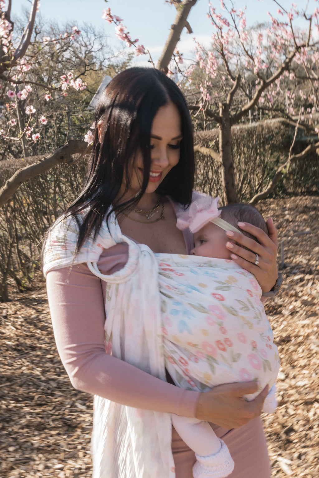 Blossom - 100% cotton ring sling (with white rings)