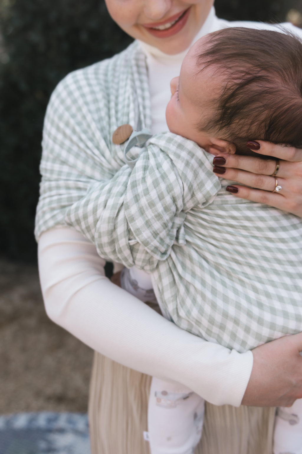 Gingham - 100% cotton ring sling (with white rings)