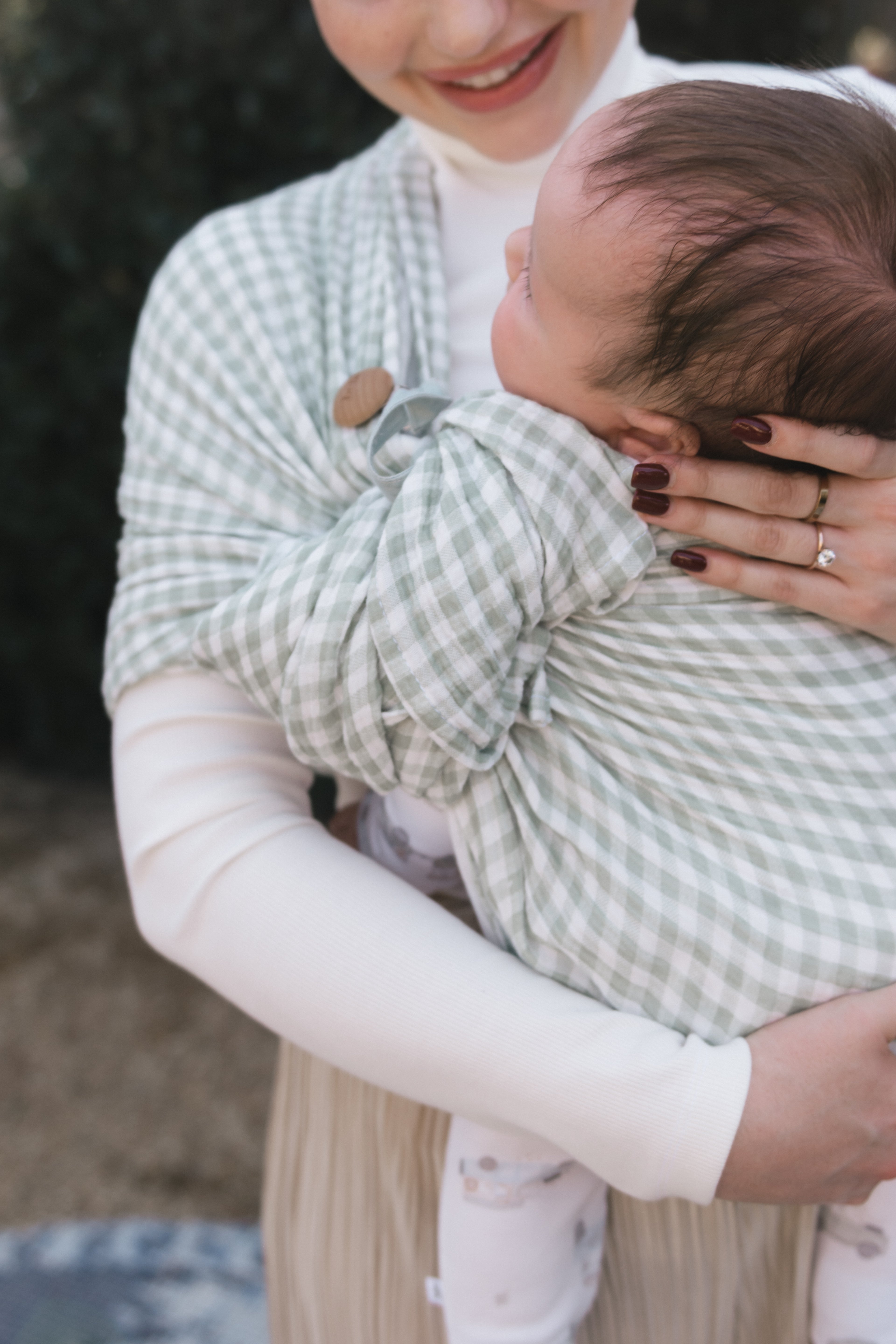 Gingham - 100% cotton ring sling (with white rings)