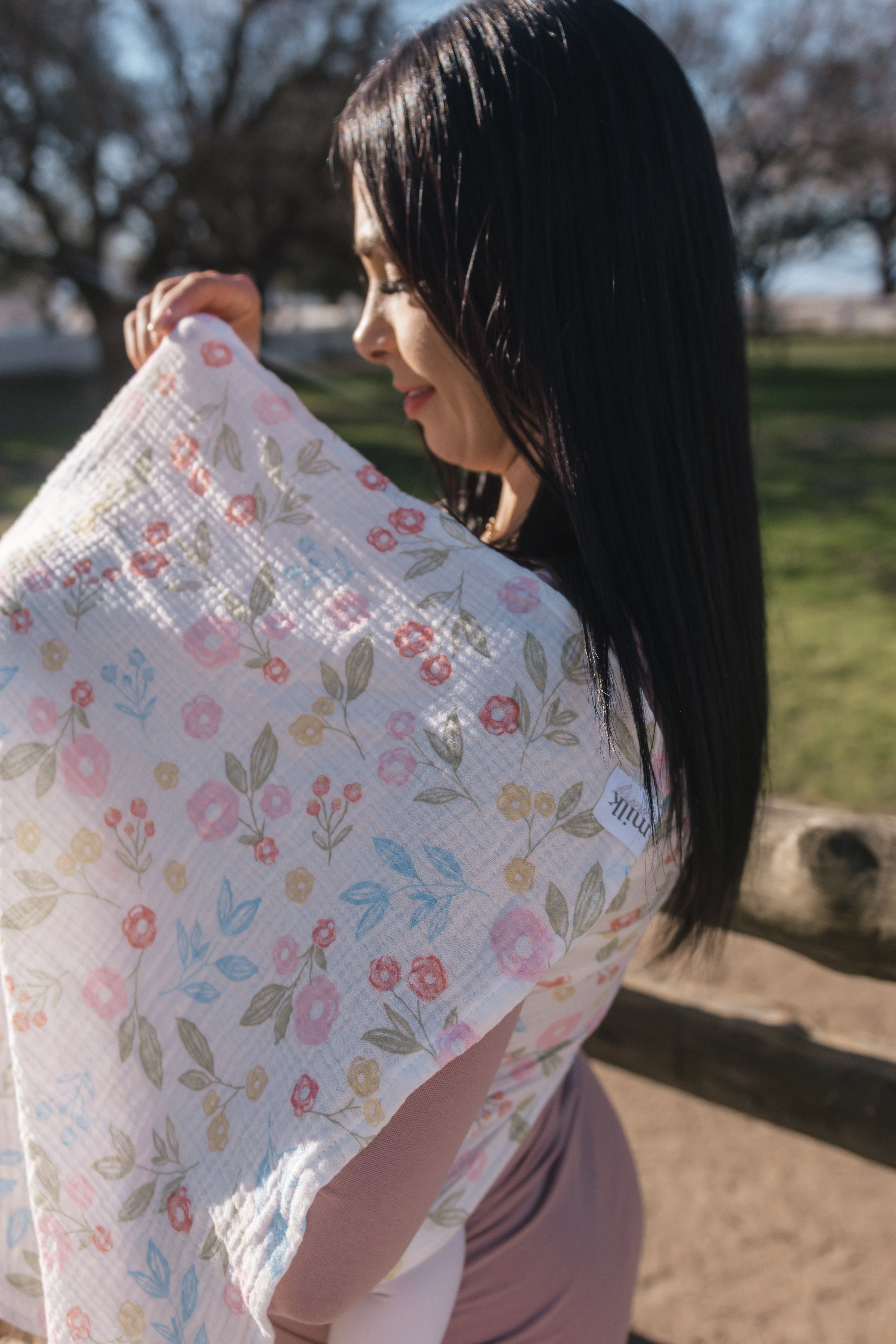 Blossom - 100% cotton ring sling (with white rings)