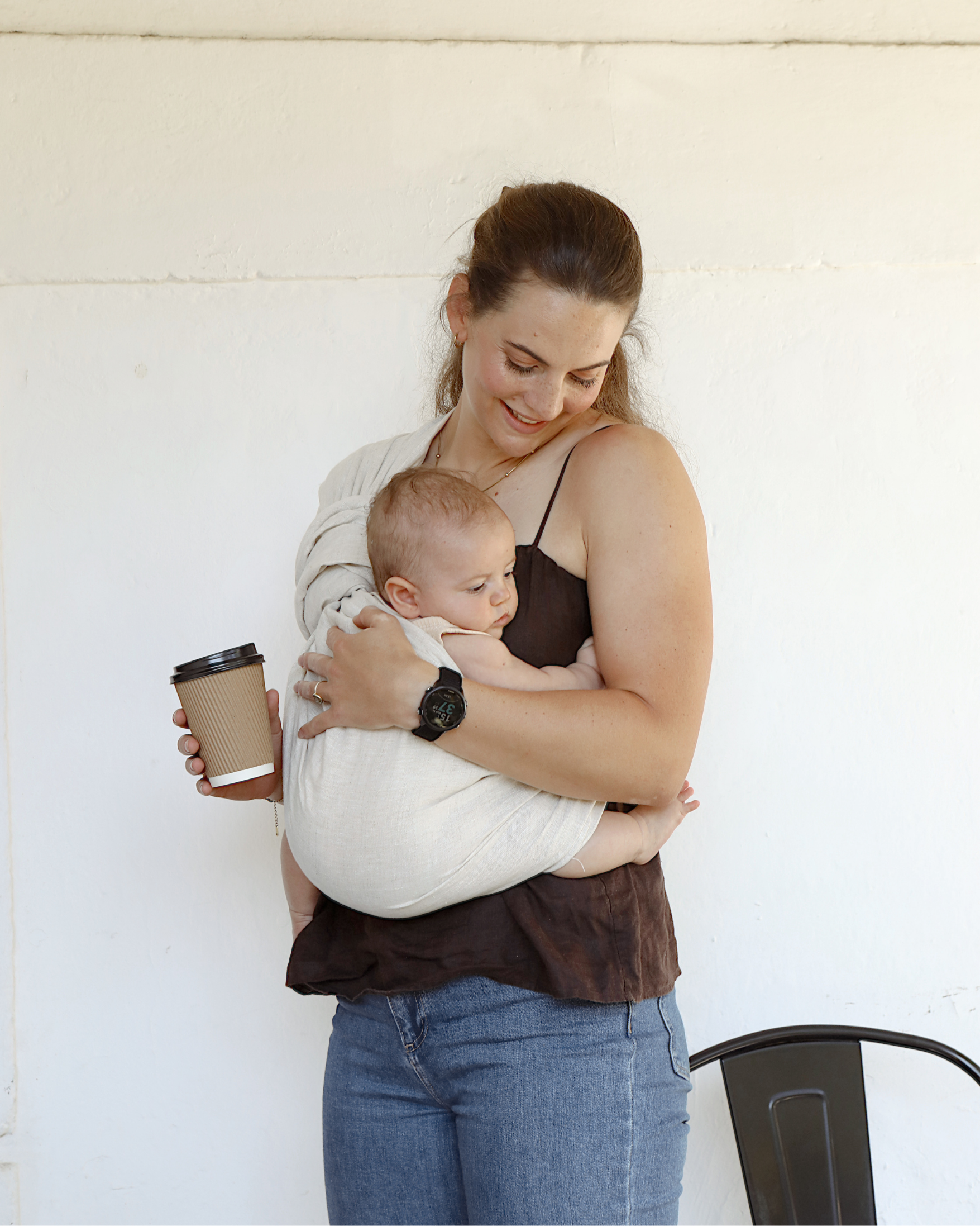 Original Milk - 100% pure linen ring sling (with khaki rings)