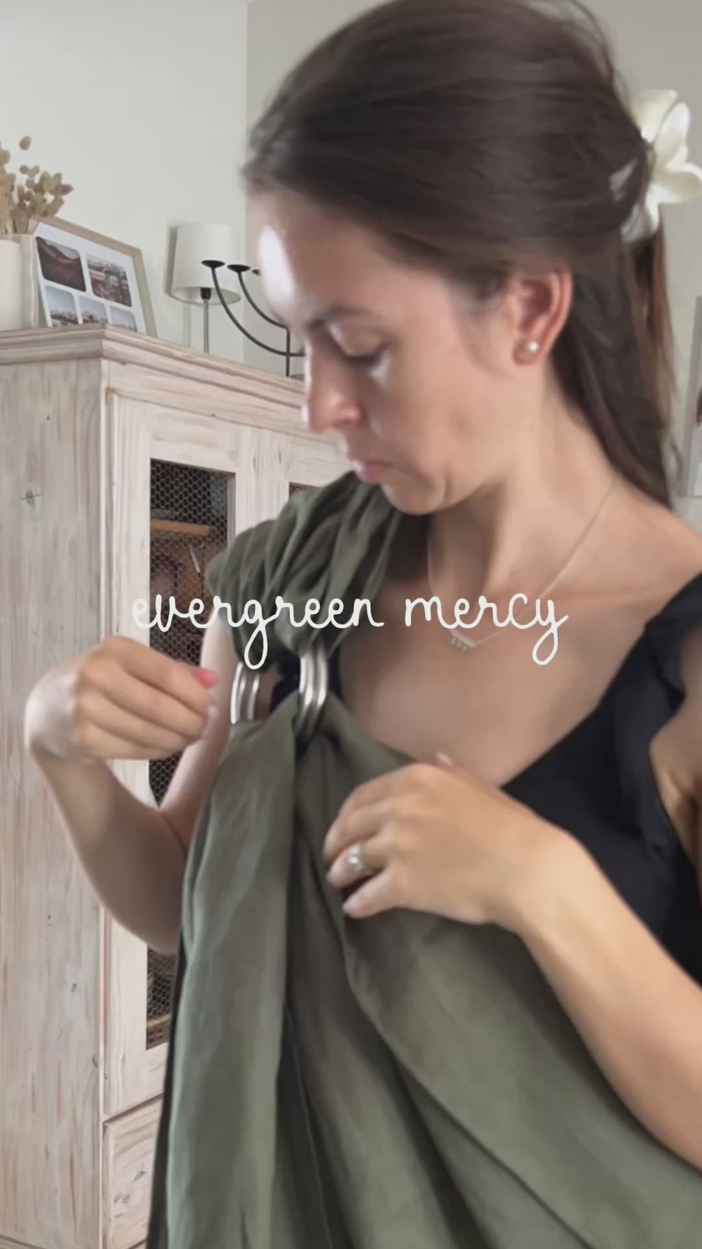(PRE-ORDER) Evergreen Mercy - 100% pure linen ring sling (with silver rings)