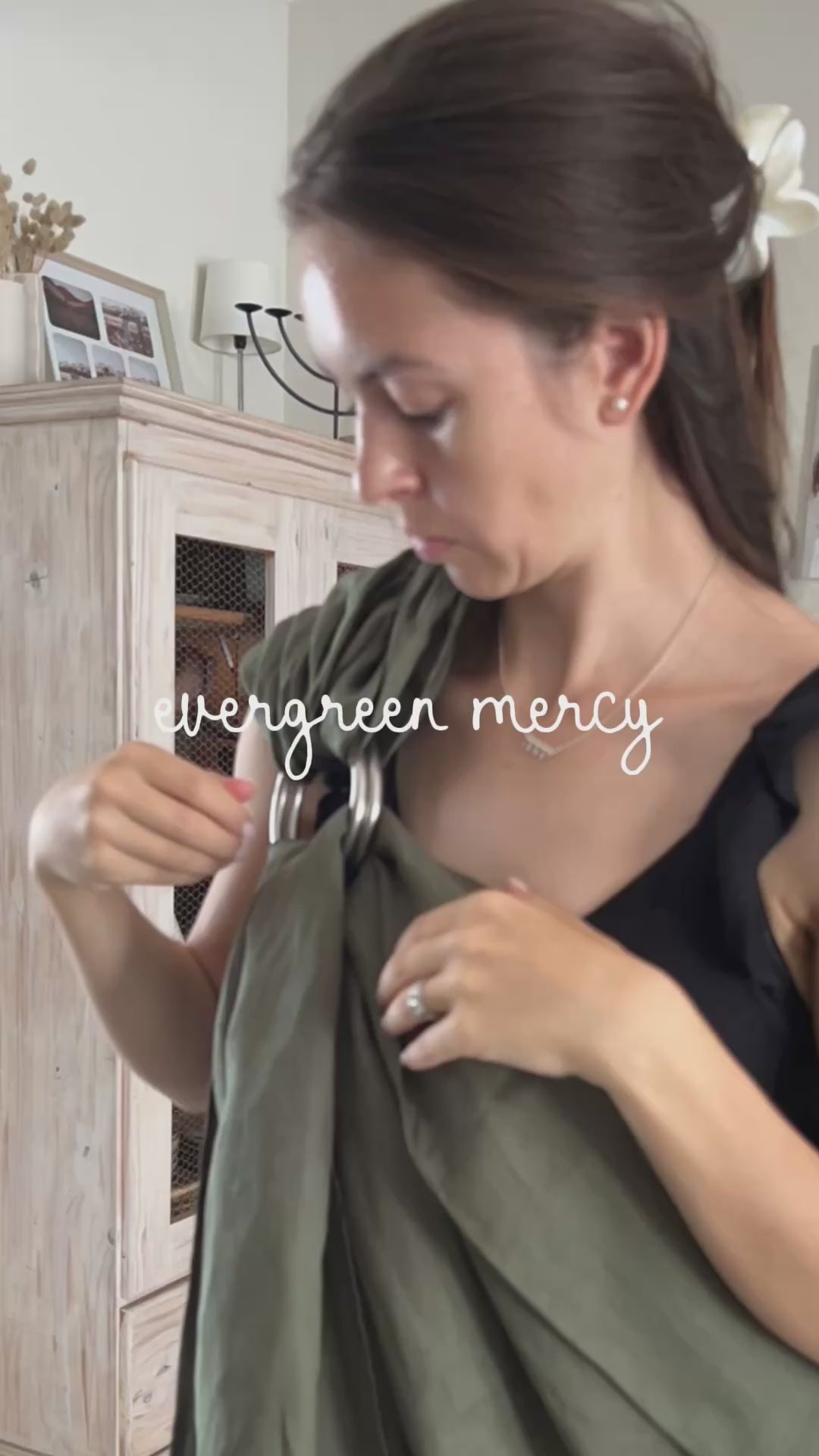 (PRE-ORDER) Evergreen Mercy - 100% pure linen ring sling (with silver rings)